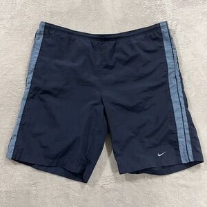 Vintage Nike Swim Shorts Mens 2XL Blue Lined Trunks 90s Beach Mesh